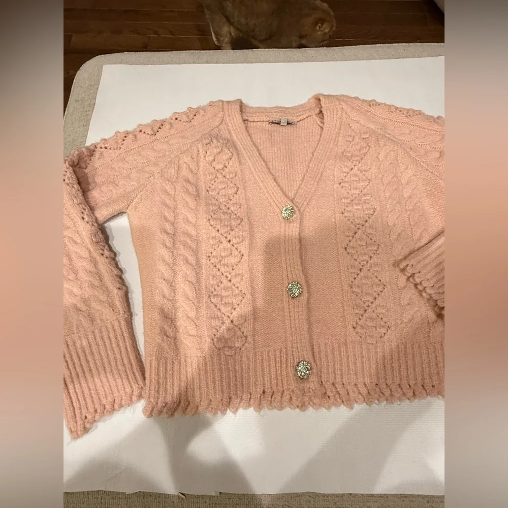 See and be seen Beautiful Wool Acryloc Rhinestone Button-Up Cardigan - Picture 5 of 13